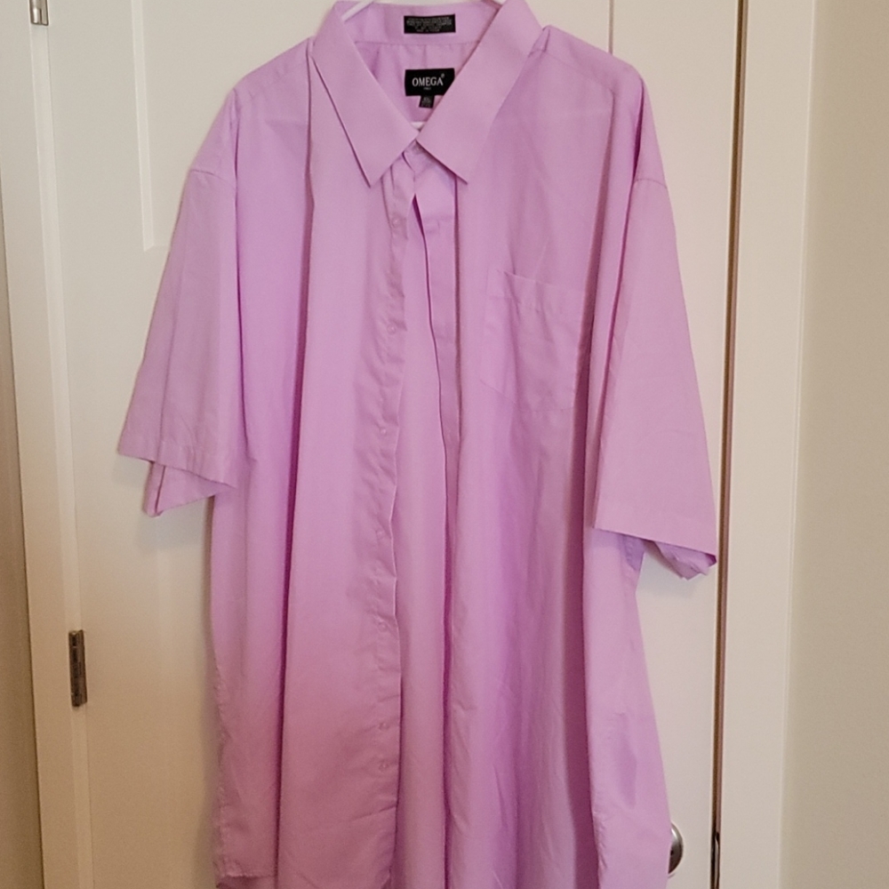 Men's pink short sleeve dress shirt neck 21